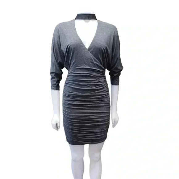 Alice + Olivia Pace Dress In Charcoal  Mini Designer Body Con Size 8 - Picture 4 of 13